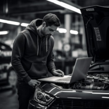 auto mechanic performing mot test