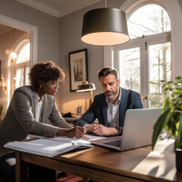 insurance agent explains terms to a client